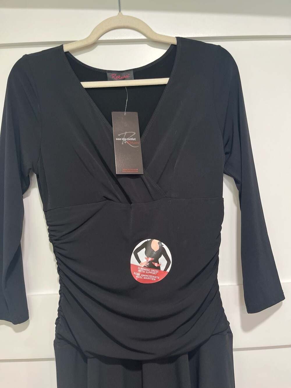 Rekucci Women's Crossover Tummy Control Slimming Dress Black Size 6 - Picture 2 of 8